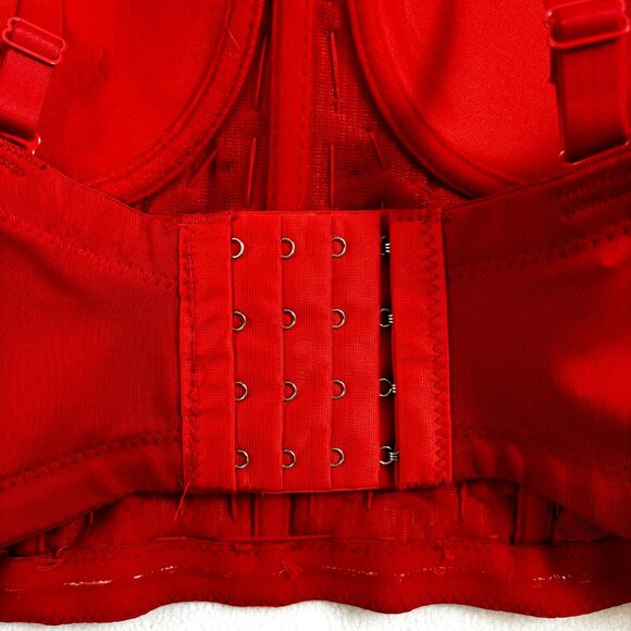 Women's Beaded Red Tank Corset Bra Bralette Spaghetti Strap Bustier Crop Top - Picture 5 of 10